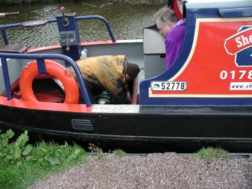 Boat engineer at work
