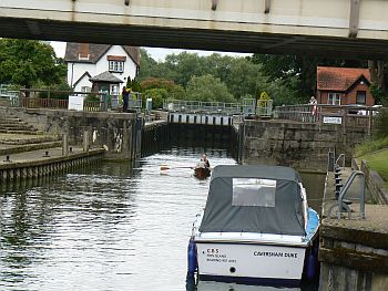 small boat at lock